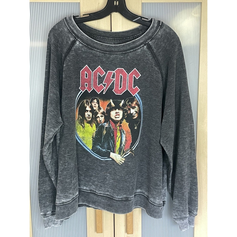 Recycled Karma ACDC 1979 Tour Pullover Gray Sweatshirt Sz M Unisex Casual Top